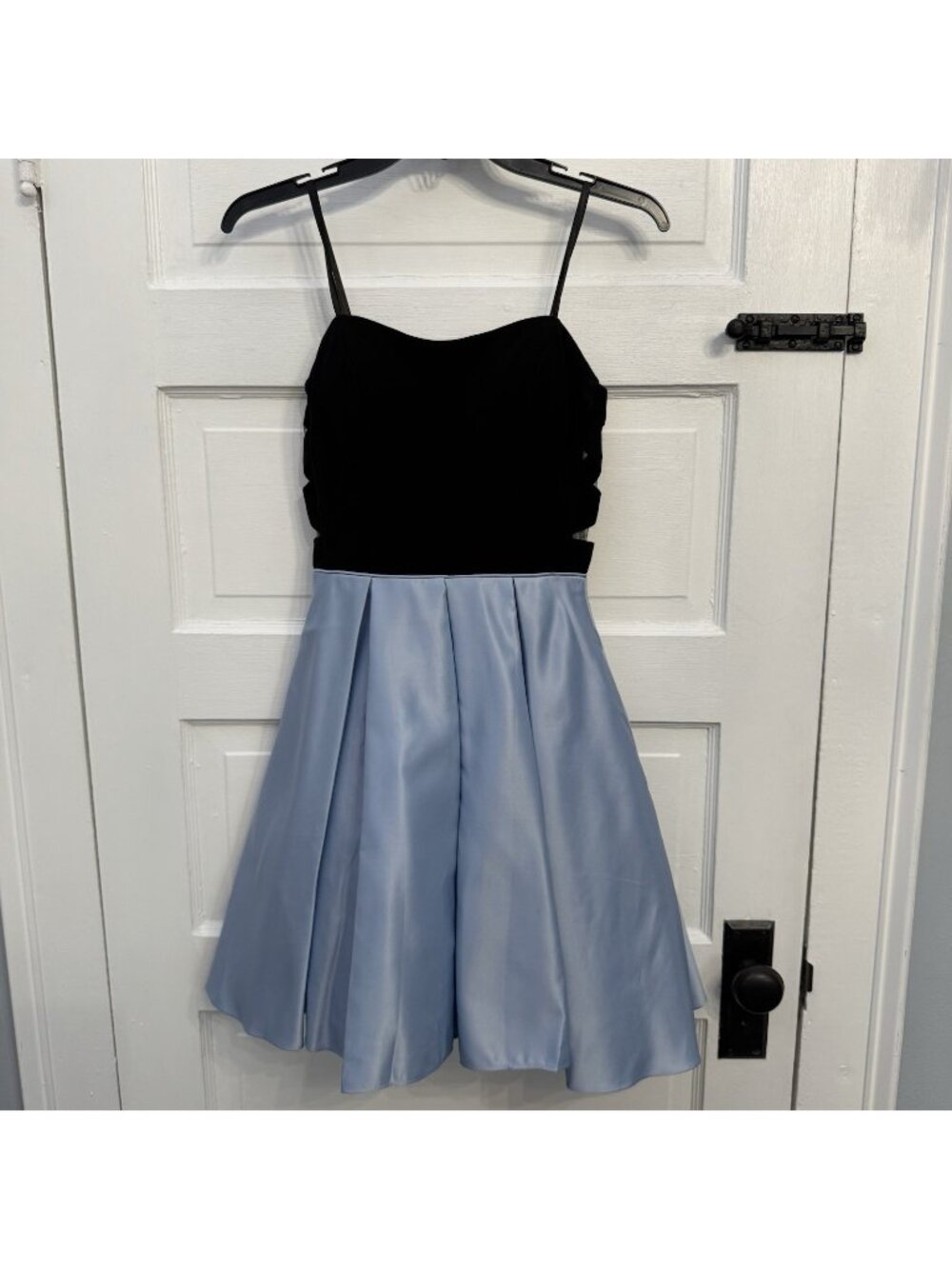 Blondie Nites Juniors 3 Black Blue Strapless Fit Flare Homecoming Dress